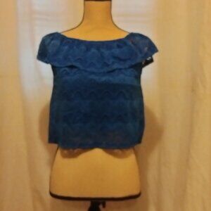 Blue lace crop top